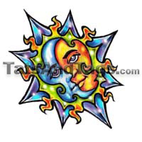 Sun Moon Temporary Tattoo