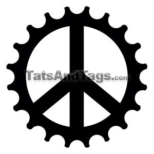 Peace Cog Bicycle Temporary Tattoo