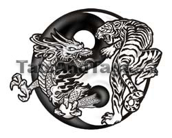 Dragon & Tiger Yin Yang temporary tattoo 
