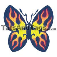 flaming butterfly temporary tattoo