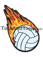 flaming volleyball temporary tattoo 