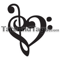 treble clef heart temporary tattoo