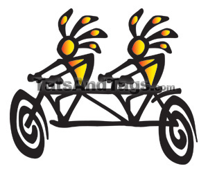 Kokopelli Tandem Bicycle  temporary tattoo