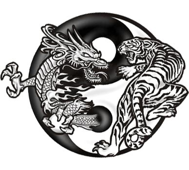 yin yang tattoo dragon. Dragon-Tiger Yin Yang Temporary Tattoo