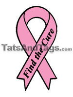 pink ribbon face temporary tattoo 