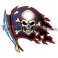 Pirate w/ flag tattoo