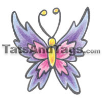 Purple and pink butterfly temporary tattool