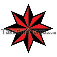 Eight pointed red nautical star temporary tattoo