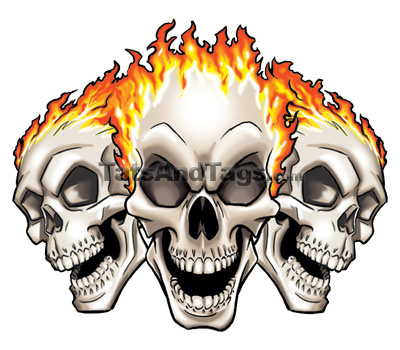 flaming skulls temporary tattoo