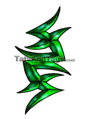green tribal temporary tattoo