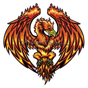 flaming phoenix temporary tattoo