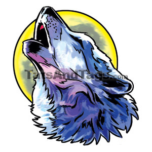wolf howling at moon temporary tattoo