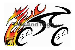 flaming bike temporary tattoo