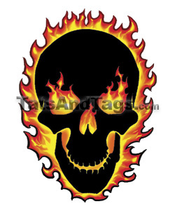black flaming skull temporary tattoo