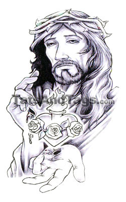 Jesus temporary tattoo with fish