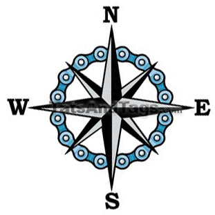 Compass star bicycle chain temporary tattoo