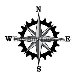 Compass star bicycle gear temporary tattoo
