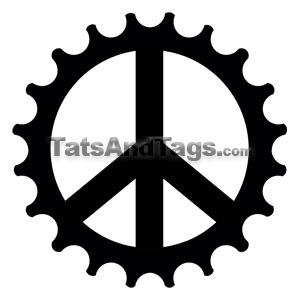 peace cog bicycle temporary tattoo