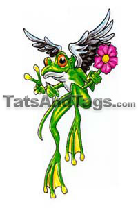 peace frog with flower temporary tattoo