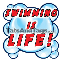 swimming is life  temporary tattoo