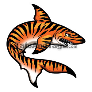 Tiger shark temporary tattoo, orange