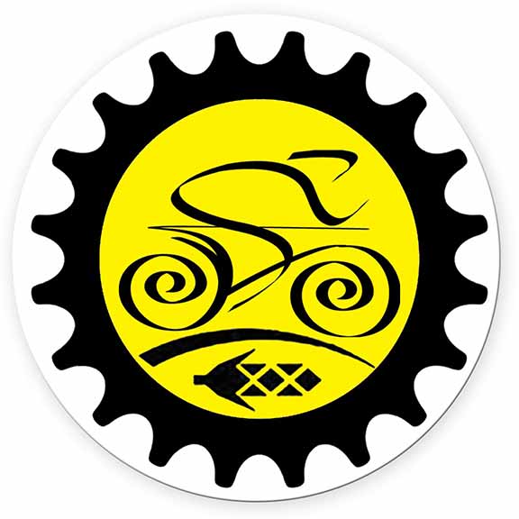Round Drink Coaster - Forward Kokopelli Bike