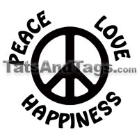 Peace Love Happiness temporary tattoo 