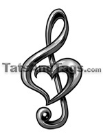 Treble Clef Heart temporary tattoo 