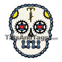 bicycle sugar skull temporary tattoo