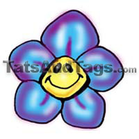blue flower smiley temporary tattoo