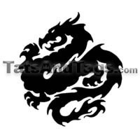 black tribal dragon temporary tattoo