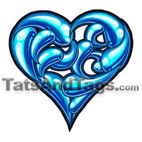 droplet swim heart temporary tattoo