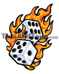 flaming dice temporary tattoo 