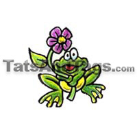 frog with flower temporary tattoo