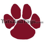 Maroon paw print tattoo