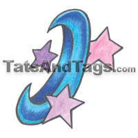blue moon stars temporary tattoo