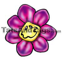 purple flower smiley temporary tattoo