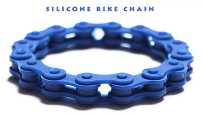 blue silicone bike chain bracelet