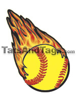flaming softball temporary tattoo 