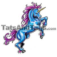 blue unicorn temporary tattoo