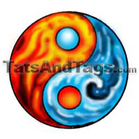 Yin Yang fire water temporary tattoo