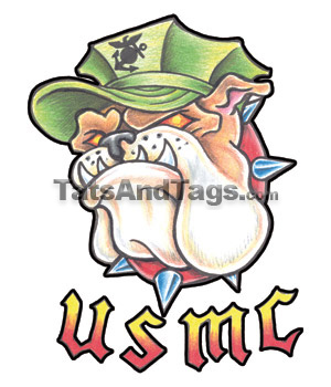 USMC Bulldog Temporary Tattoo | Military Designs by Custom Tags