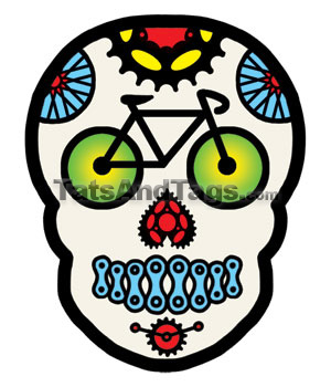 Bike Sugar Skull Temporary Tattoo