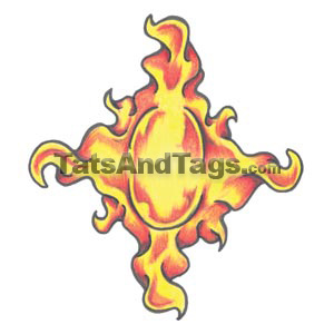 Flaming Orange Sun Temporary Tattoo