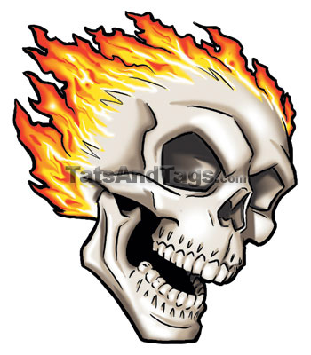 flaming skull temporary tattoo