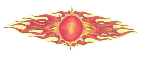 flaming sun temporary tattoo