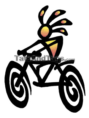 kokopelli biker temporary tattoo with fish