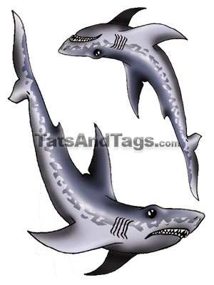 Sharks Temporary Tattoo | Swim Designs by Custom Tags