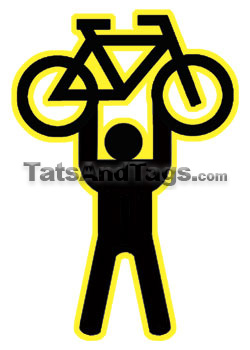 standing with bike temporary tattoo