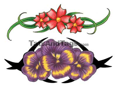 tribal pansies temporary tattoo